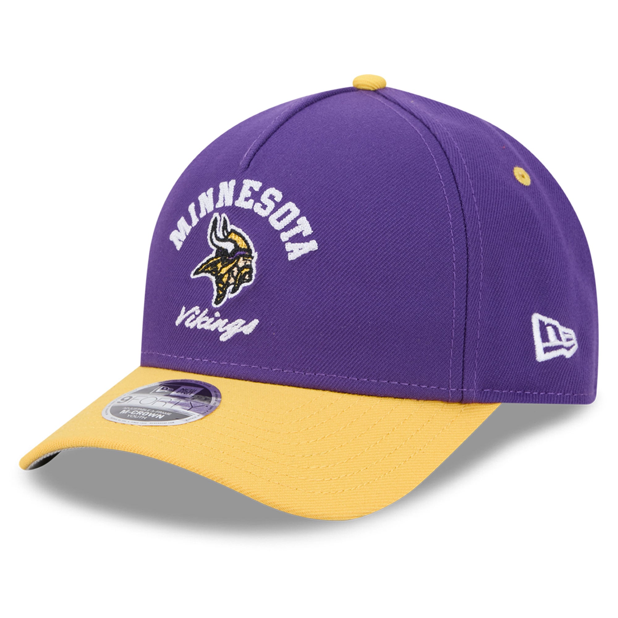 Casquette ajustable New Era violette Minnesota Vikings Arch 9FORTY A-Frame M-Crown pour enfants d'âge préscolaire