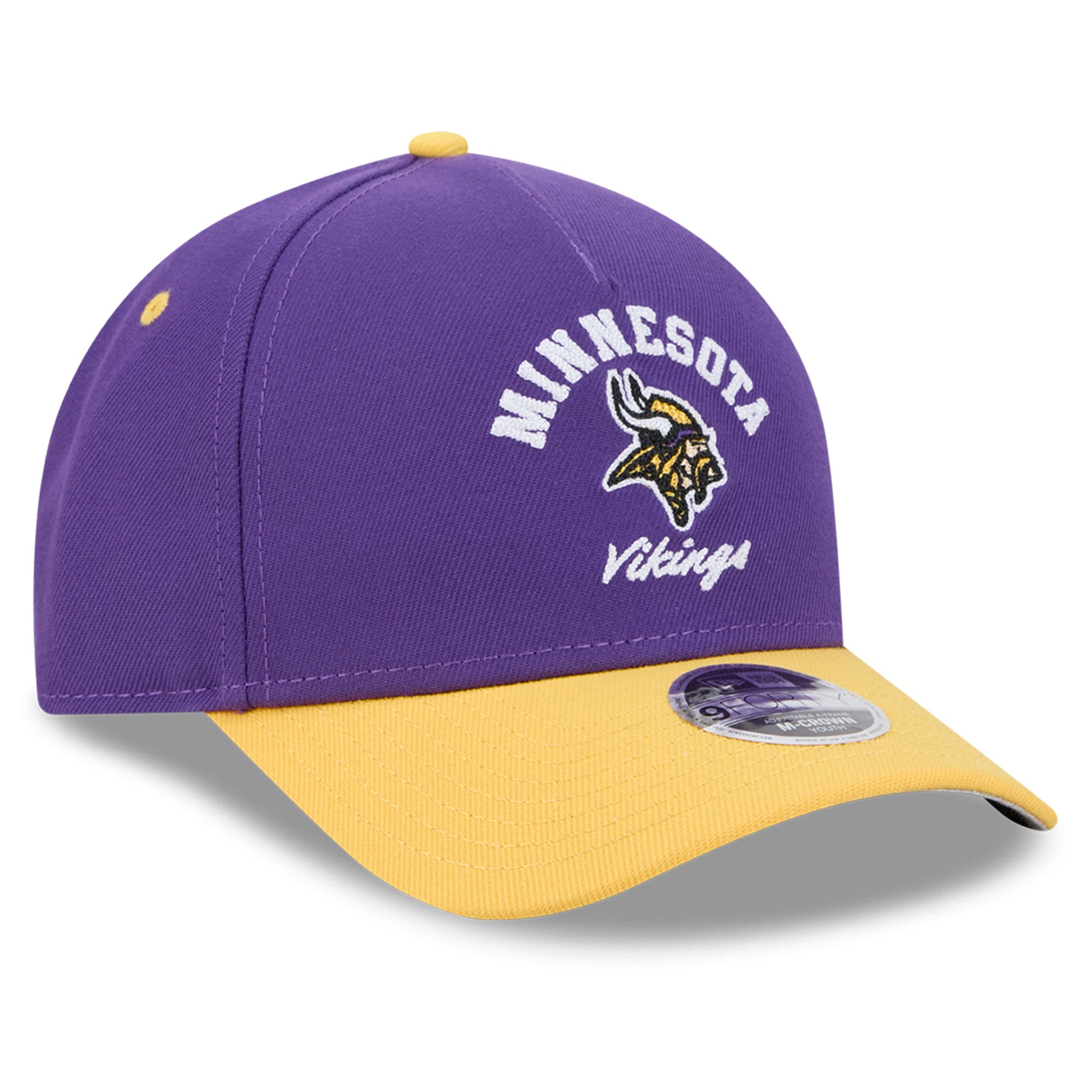 Casquette ajustable New Era violette Minnesota Vikings Arch 9FORTY A-Frame M-Crown pour enfants d'âge préscolaire