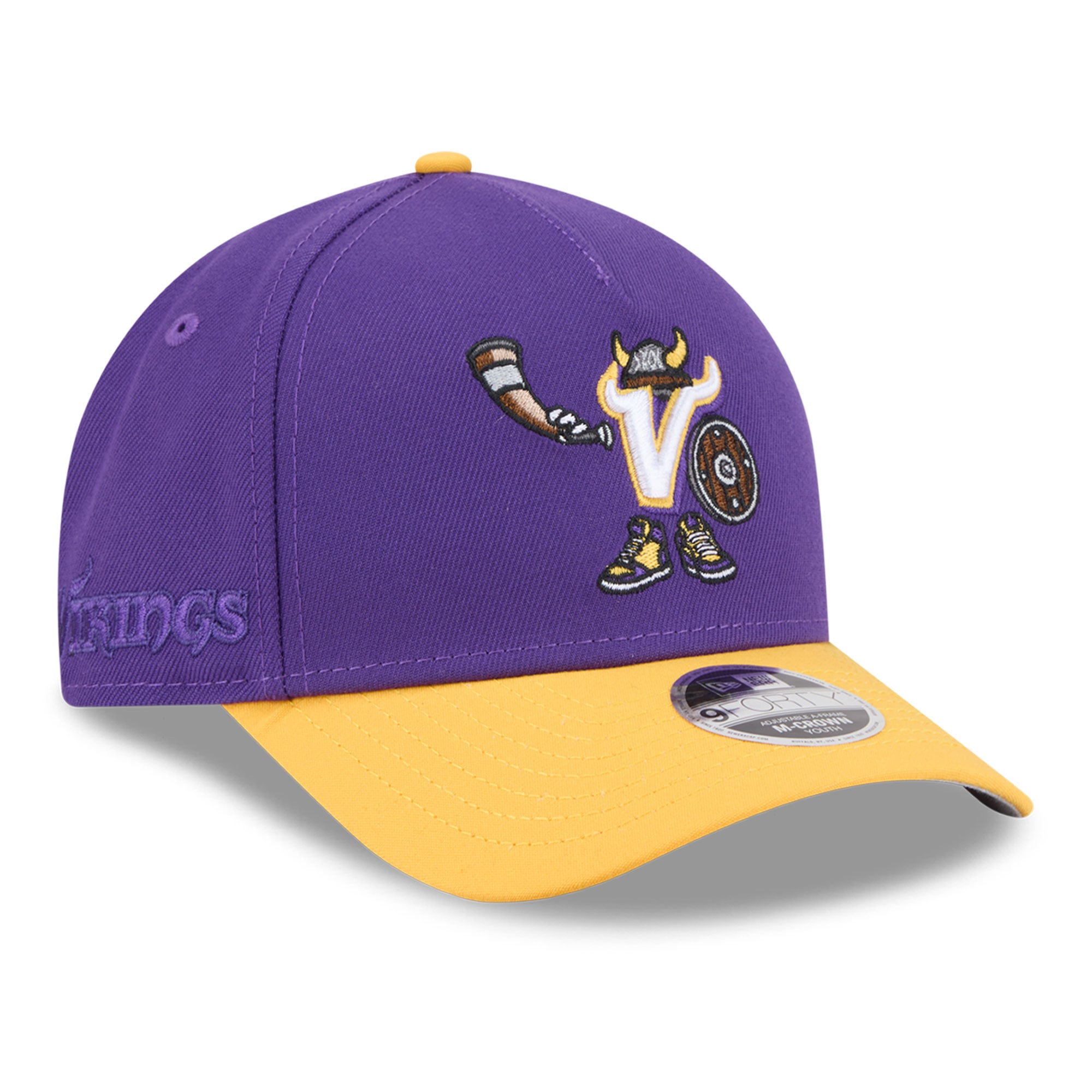 Casquette ajustable New Era violette Minnesota Vikings Cartoon 9FORTY M-Crown A-Frame pour enfants d'âge préscolaire