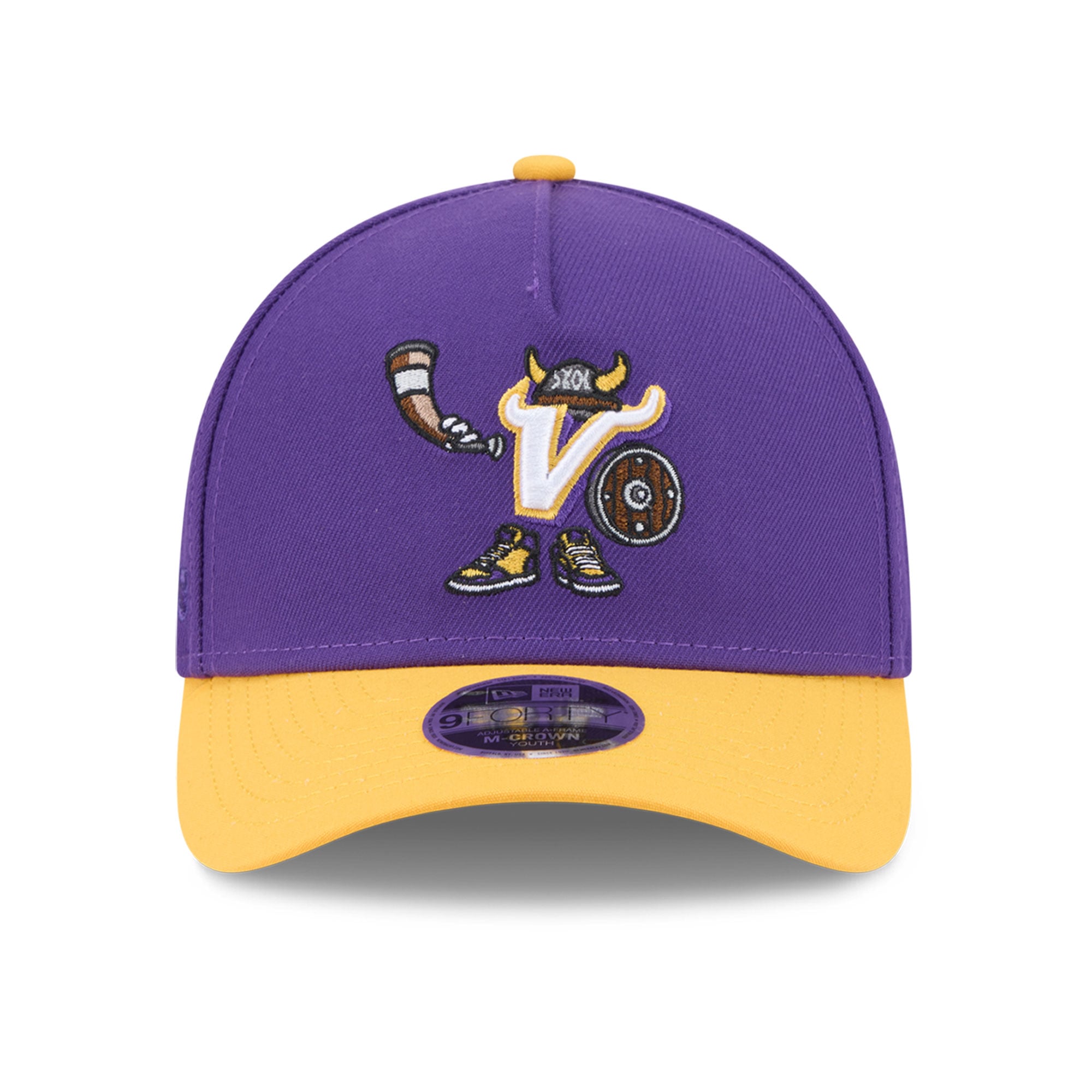 Casquette ajustable New Era violette Minnesota Vikings Cartoon 9FORTY M-Crown A-Frame pour enfants d'âge préscolaire