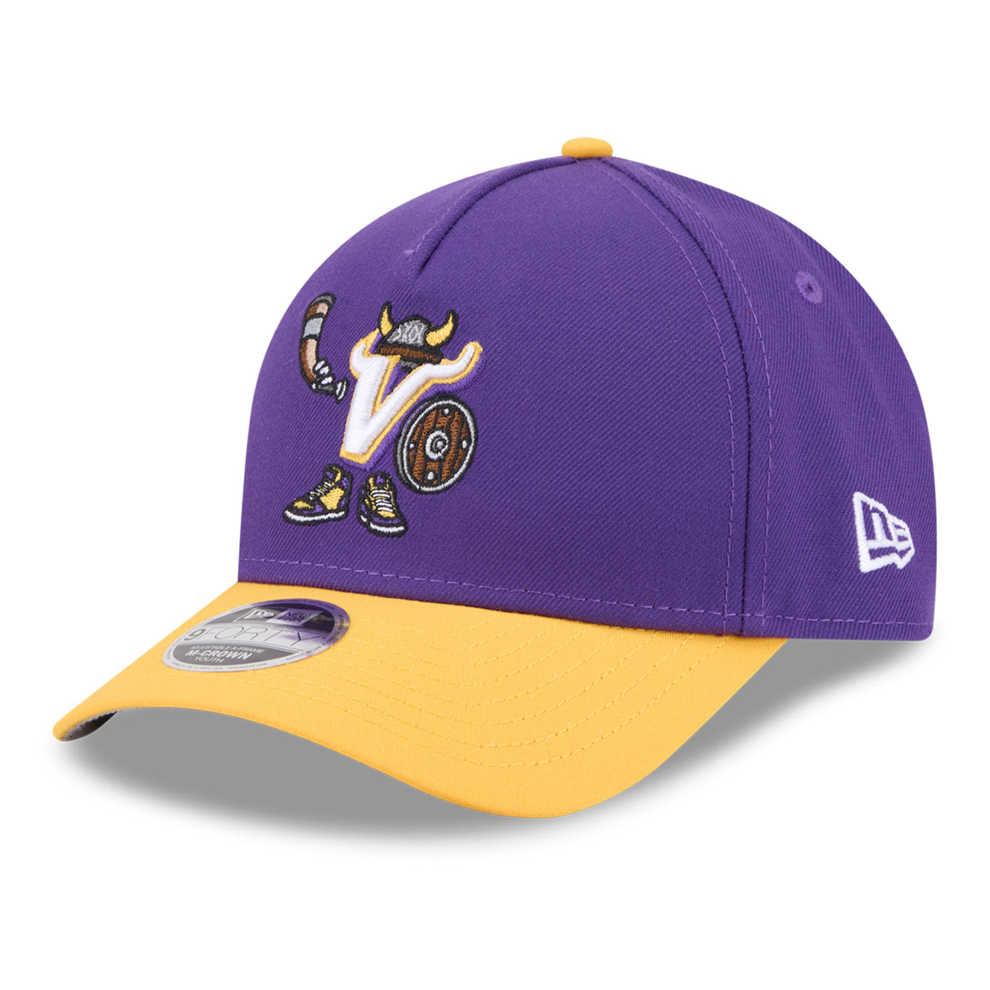 Casquette ajustable New Era violette Minnesota Vikings Cartoon 9FORTY M-Crown A-Frame pour enfants d'âge préscolaire