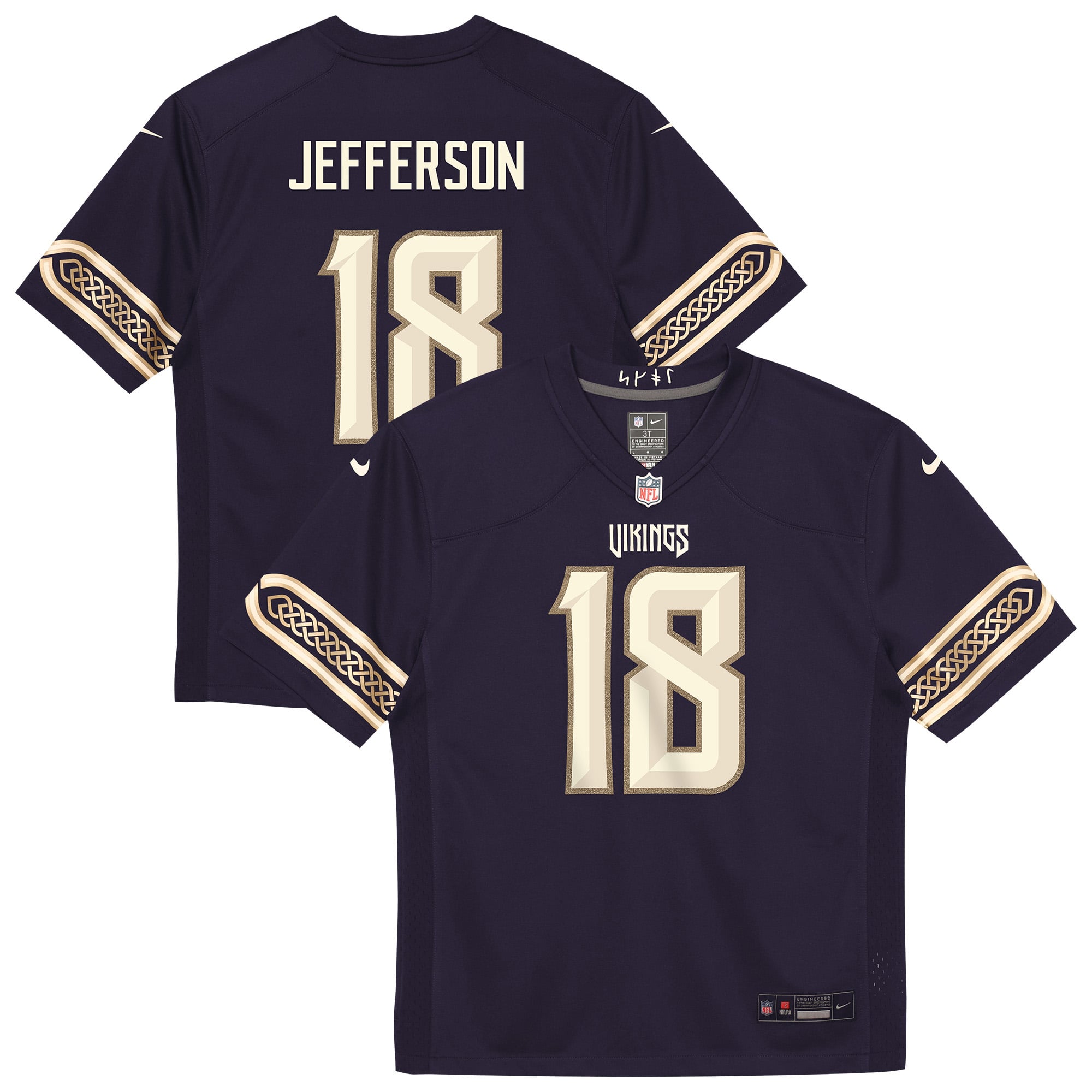 Preschool Nike Justin Jefferson Purple Minnesota Vikings 2026 Rivalries Collection Game Jersey