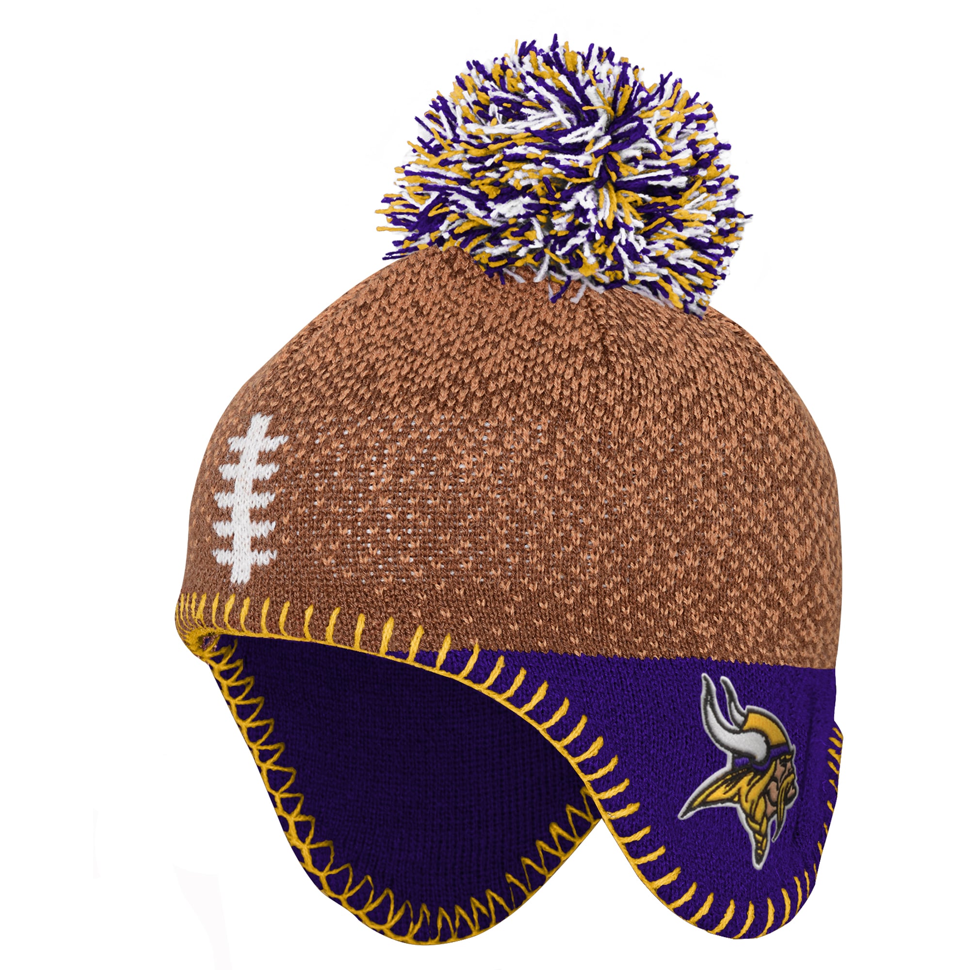 Bonnet tricoté marron Minnesota Vikings pour enfant d'âge préscolaire