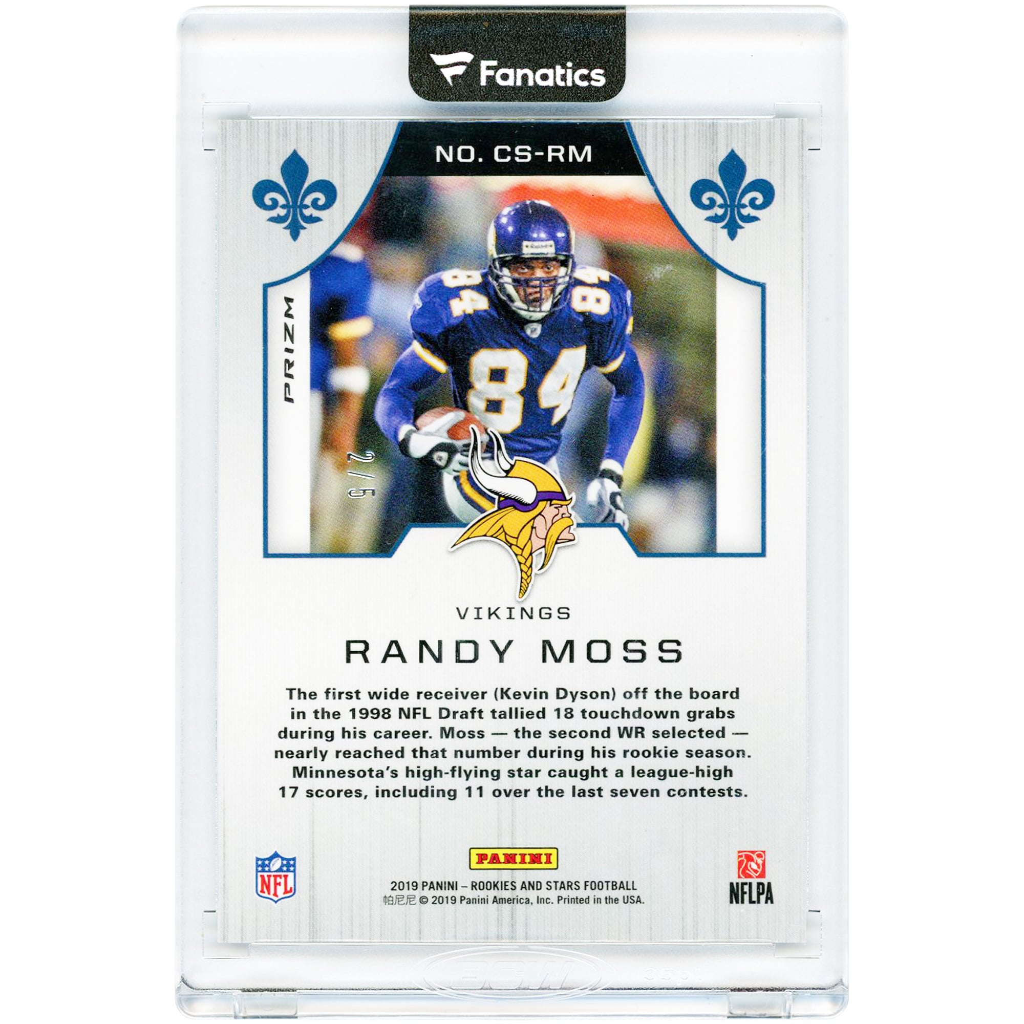 Randy Moss Minnesota Vikings 2019 Panini Rookies & Stars Crusade Green #CS-RM #2/5 Card