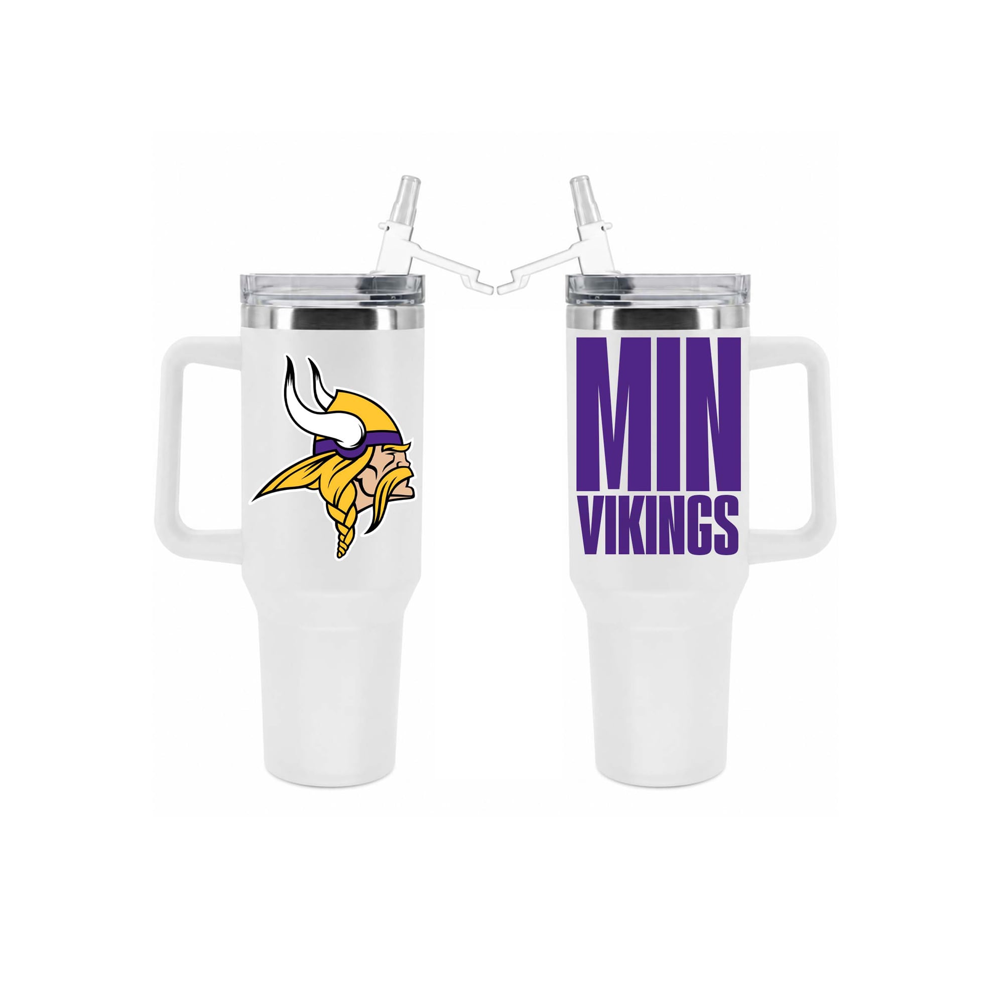 Gobelet isotherme en acier inoxydable The Memory Company Minnesota Vikings de 1,2 L avec paille rabattable