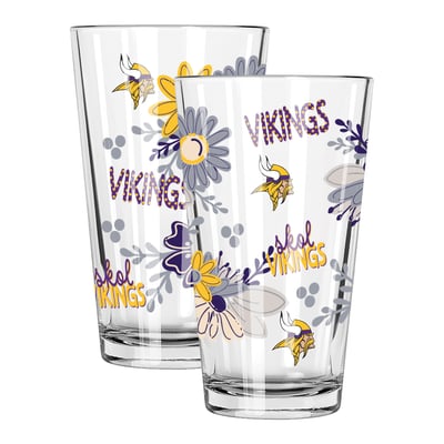 Minnesota Vikings The Memory Company Two-Piece 16oz. Flowers Pint Glass Set