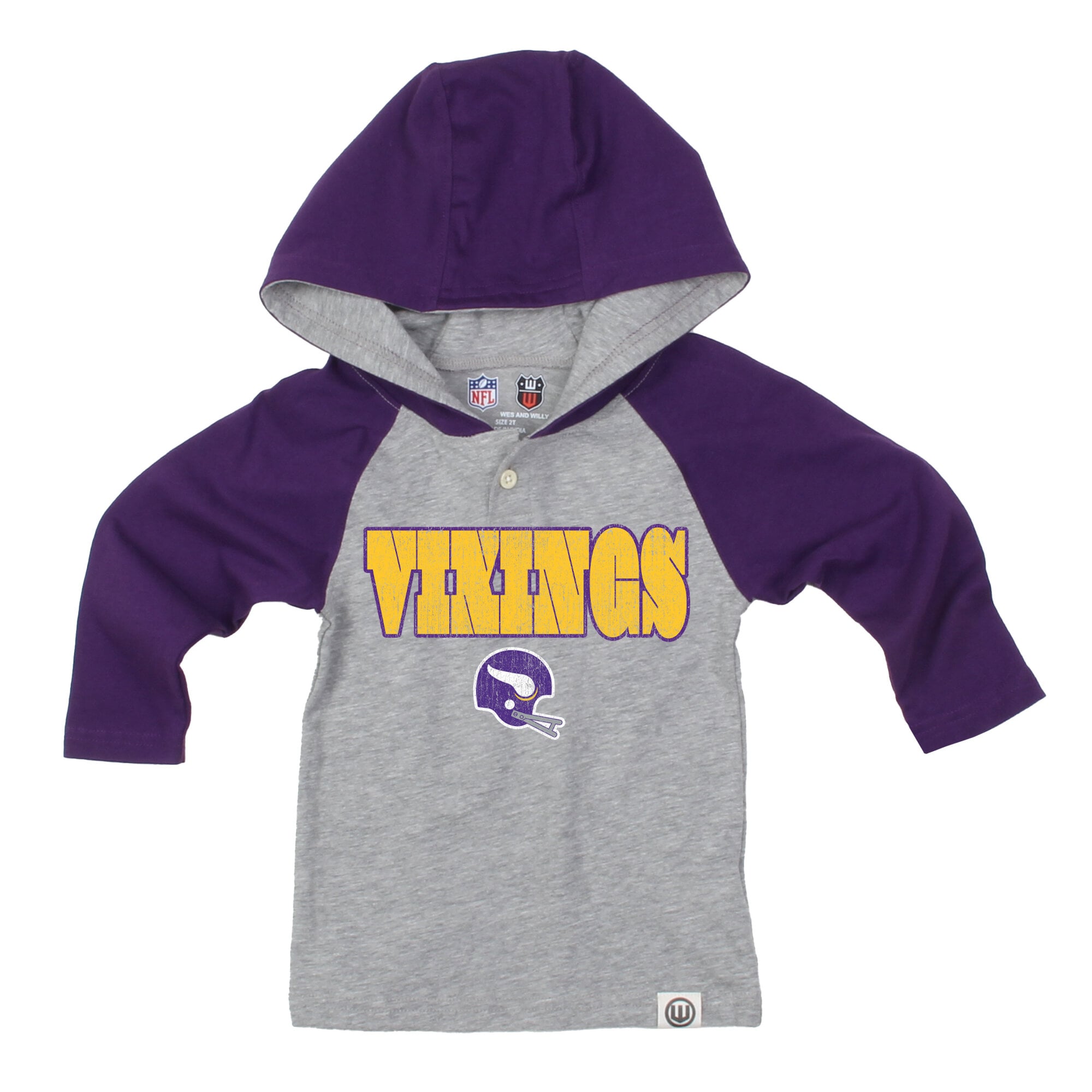 Toddler Wes & Willy Heather Gray/Purple Minnesota Vikings Henley Hoodie Sweatpants Set