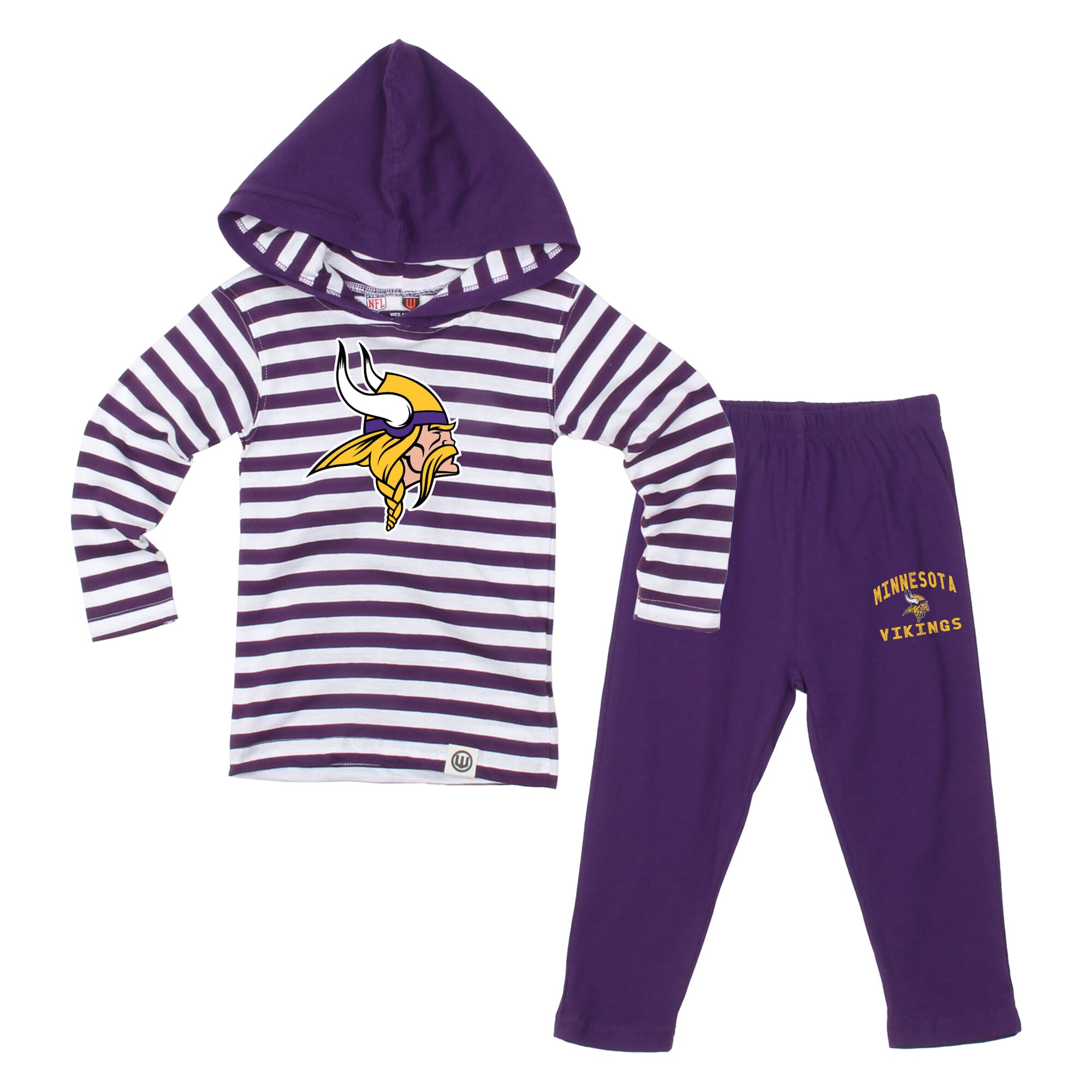 Ensemble pour tout-petit Wes & Willy violet à rayures Minnesota Vikings : haut manches longues et pantalon capuche.