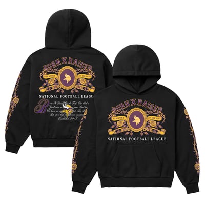 Minnesota Vikings Born x Raised Unisex Crest Hoodie - Black