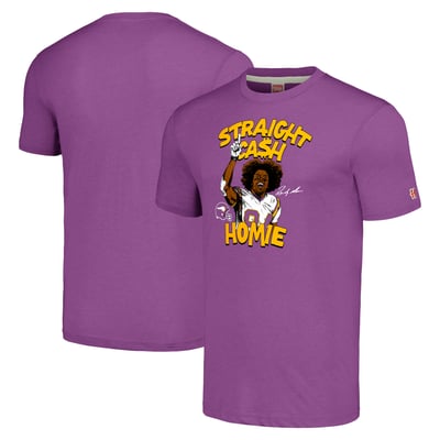 Randy Moss Minnesota Vikings Homage Unisex Caricature Player Graphic Tri-Blend T-Shirt - Purple