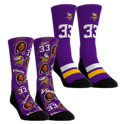 Aaron Jones Minnesota Vikings Rock Em Unisex Player Football Guy Two-Pack Crew Sock Set
