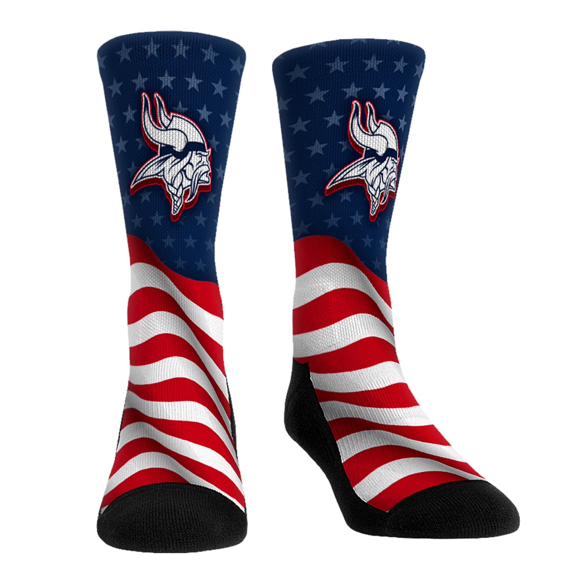 Chaussettes unisexes Rock Em Blue Minnesota Vikings à motif drapeau patriotique