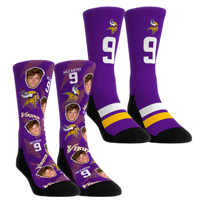 J.J. McCarthy Minnesota Vikings Rock Em Unisex Player Football Guy Two-Pack Crew Sock Set