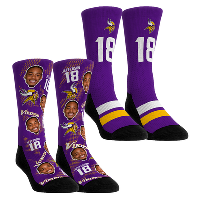 Justin Jefferson Minnesota Vikings Rock Em Unisex Player Football Guy Two-Pack Crew Sock Set