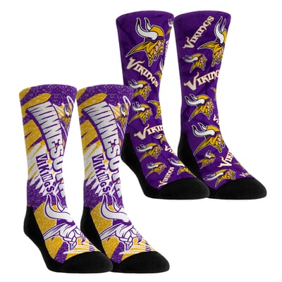 Minnesota Vikings Rock Em Unisex Team Blast Two-Pack Crew Socks