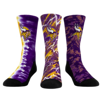 Minnesota Vikings Rock Em Unisex Team Tones Three-Pack Crew Socks