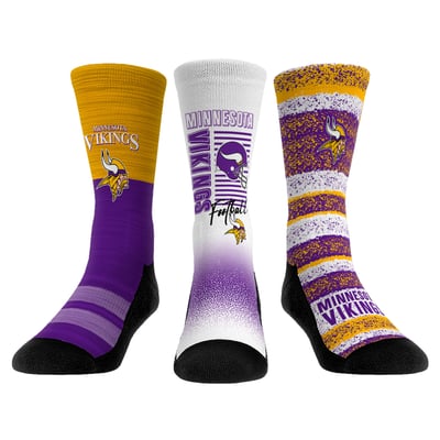  Minnesota Vikings Rock Em Unisex Throwback Three-Pack Crew Sock Set - 