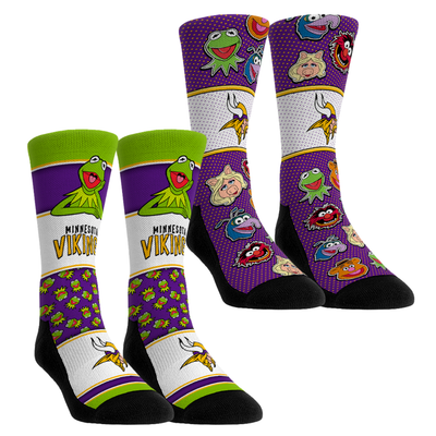  Minnesota Vikings Rock Em Unisex Muppets 2-Pack Crew Socks Set - Purple