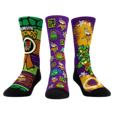  Minnesota Vikings Rock Em Unisex TMNT Three-Pack Crew Sock Set - Purple
