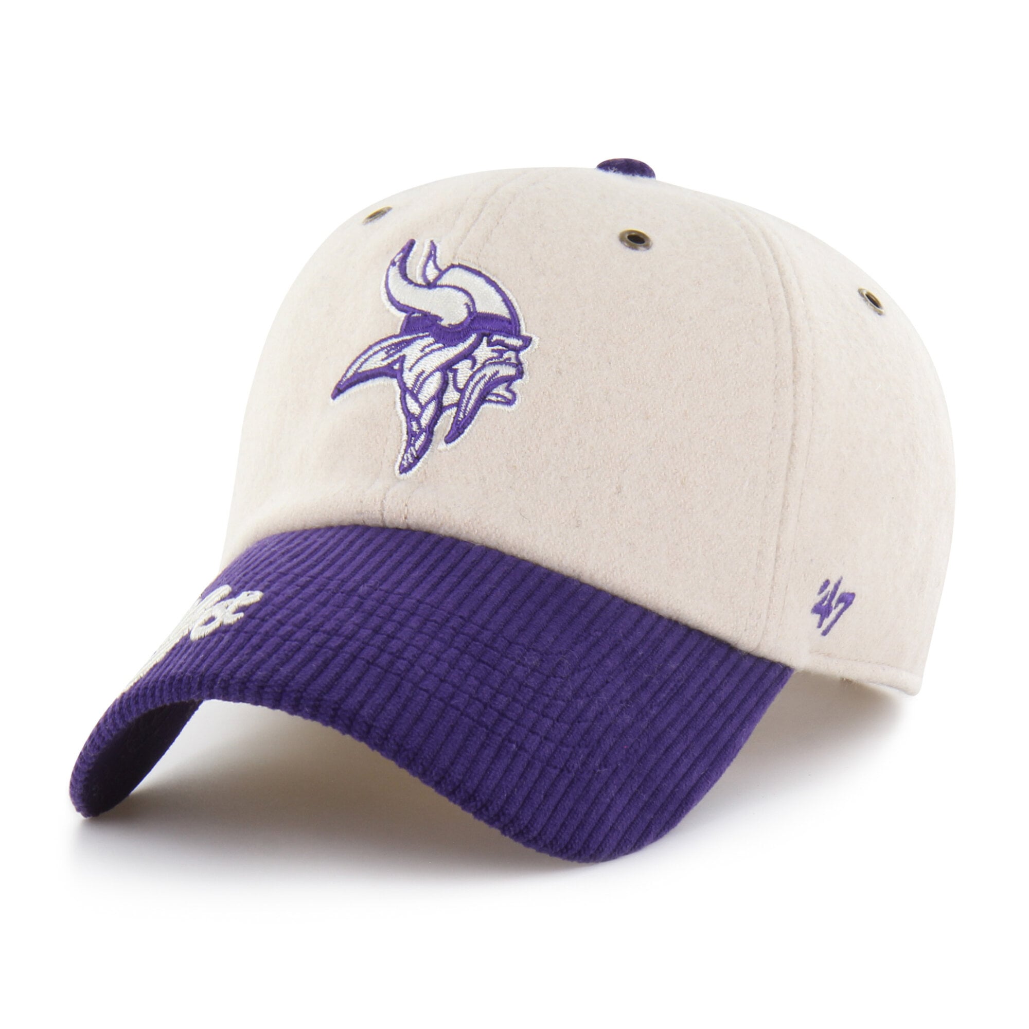 Women's '47 Natural/Purple Minnesota Vikings Rope Script Clean Up Adjustable Hat