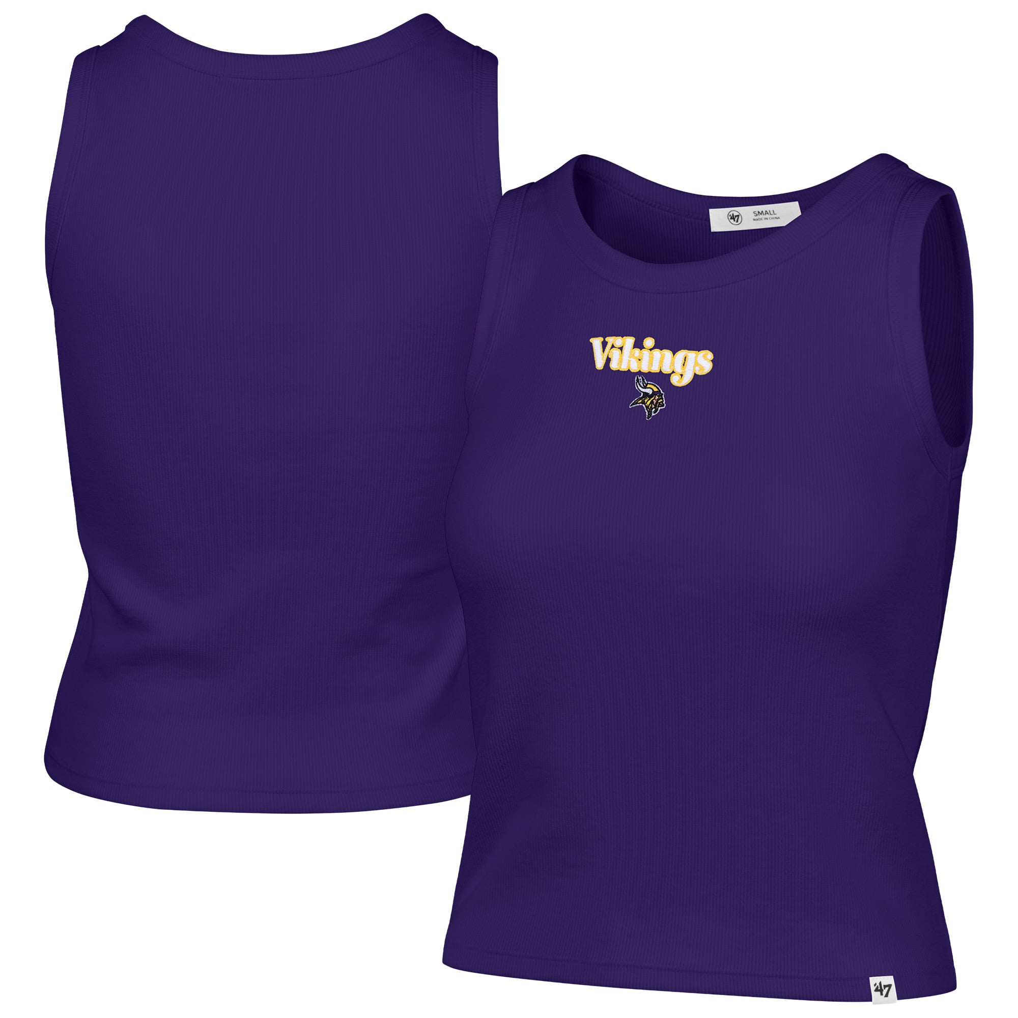 Women's '47  Purple Minnesota Vikings Cropped Straight Cut Ribbed Baby Tank Top