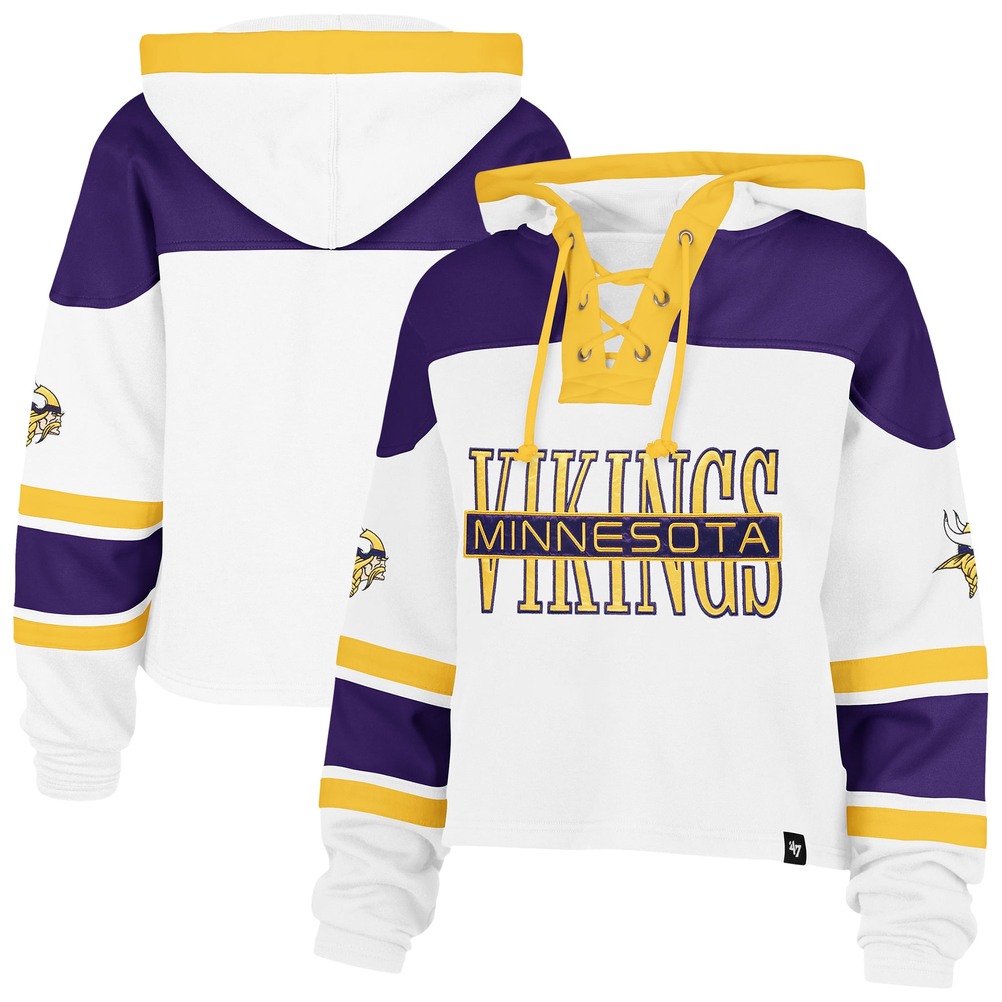 Sweat à capuche lacets Superior Lacer blanc Minnesota Vikings '47 pour femme