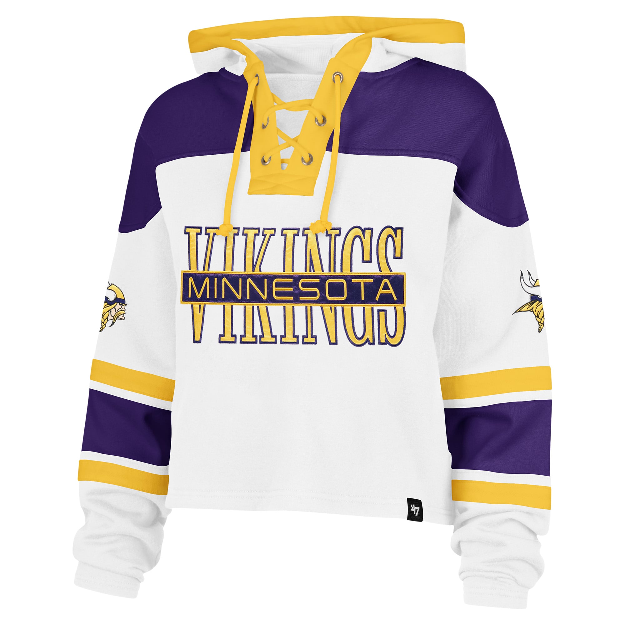 Sweat à capuche lacets Superior Lacer blanc Minnesota Vikings '47 pour femme
