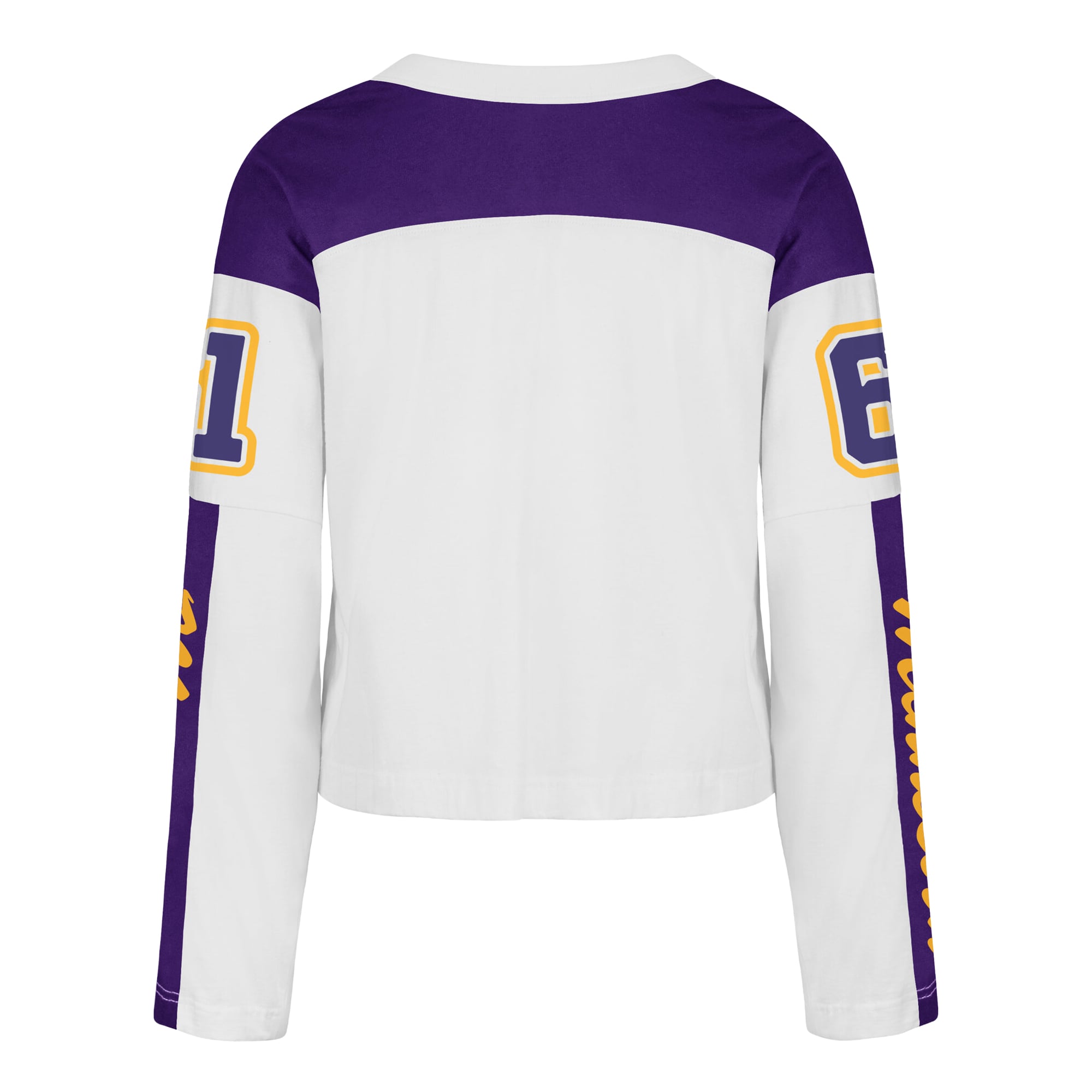 T-shirt à manches longues et col en V blanc Minnesota Vikings '47 pour femme