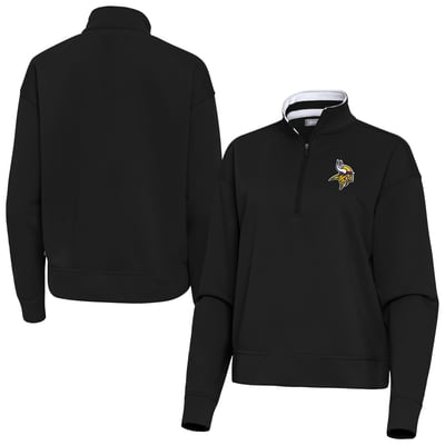 Minnesota Vikings Antigua Women's Goddess Quarter-Zip Pullover - Black