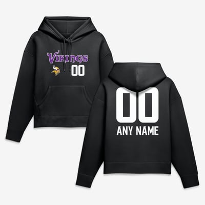 Minnesota Vikings Women's Touchdown Wordmark Personalized Name & Number Hoodie - Black