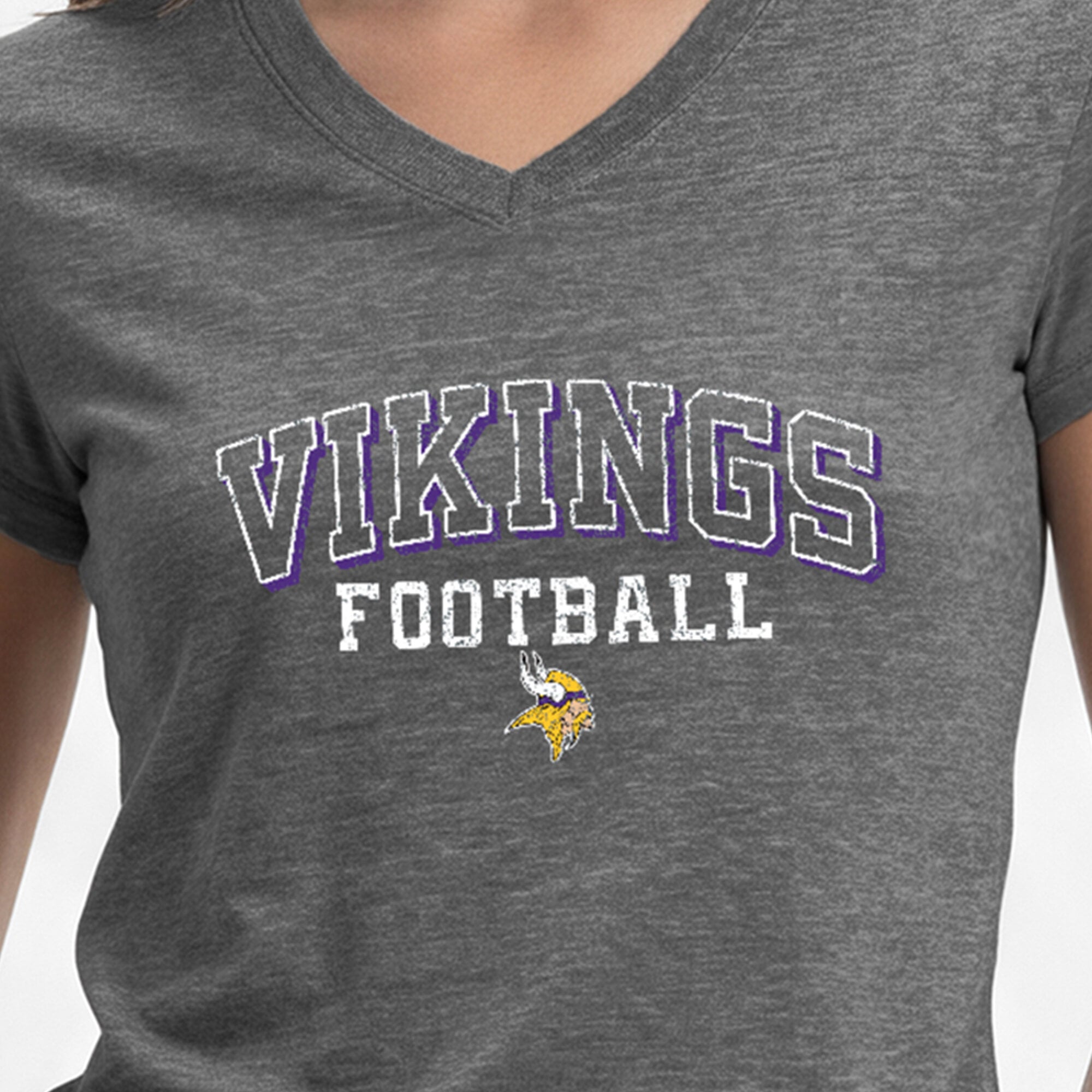 T-shirt à col en V Champion gris Minnesota Vikings Triumph Tri-Blend pour femme