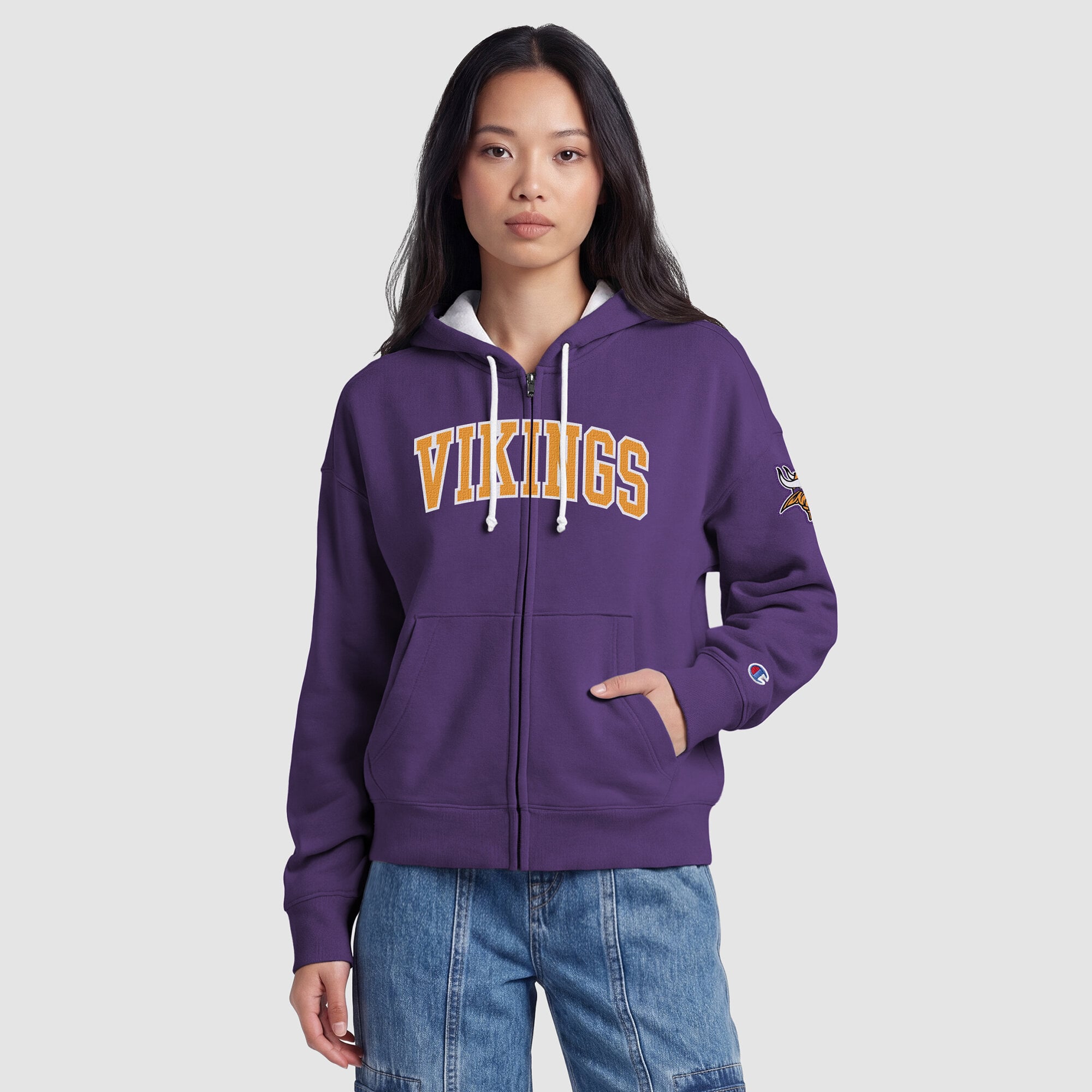 Sweat à capuche zippé Champion violet Minnesota Vikings pour femme