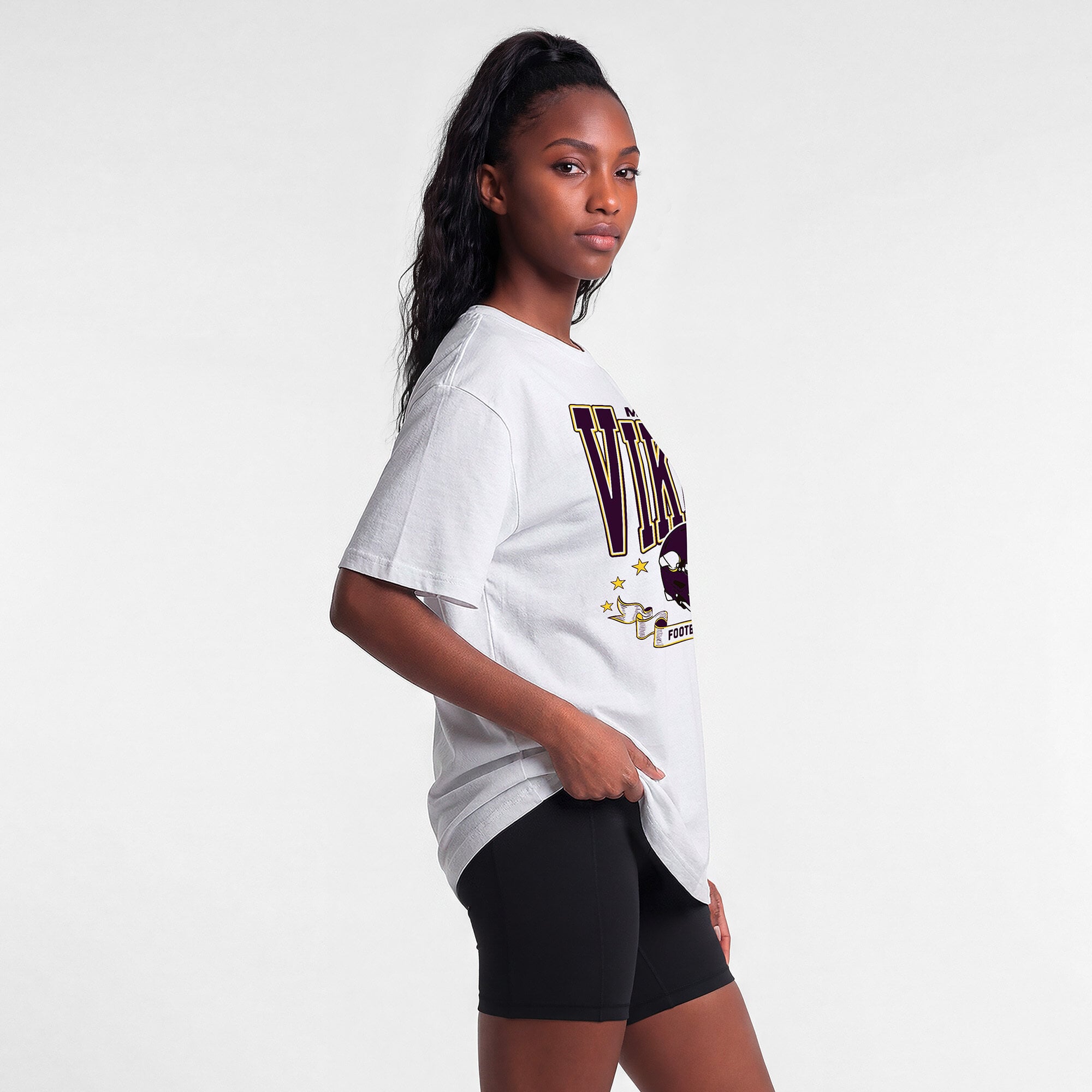 T-shirt oversize blanc Champion Minnesota Vikings pour femmes