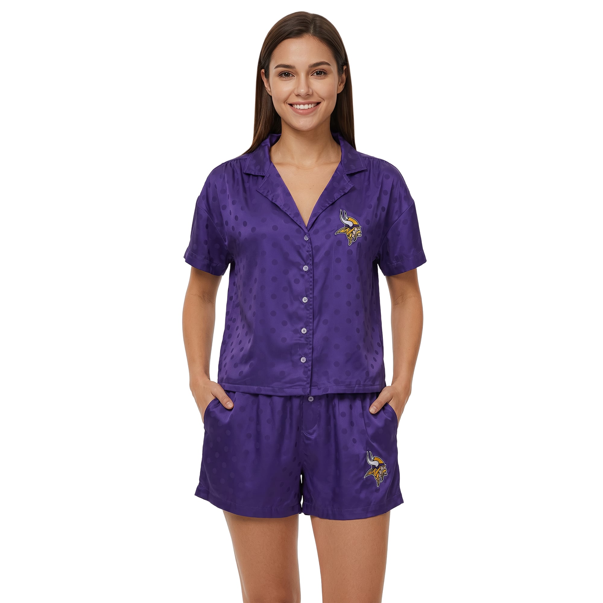 Women's Concepts Sport  Purple Minnesota Vikings Wink Dot Satin Jacquard Sleep Set
