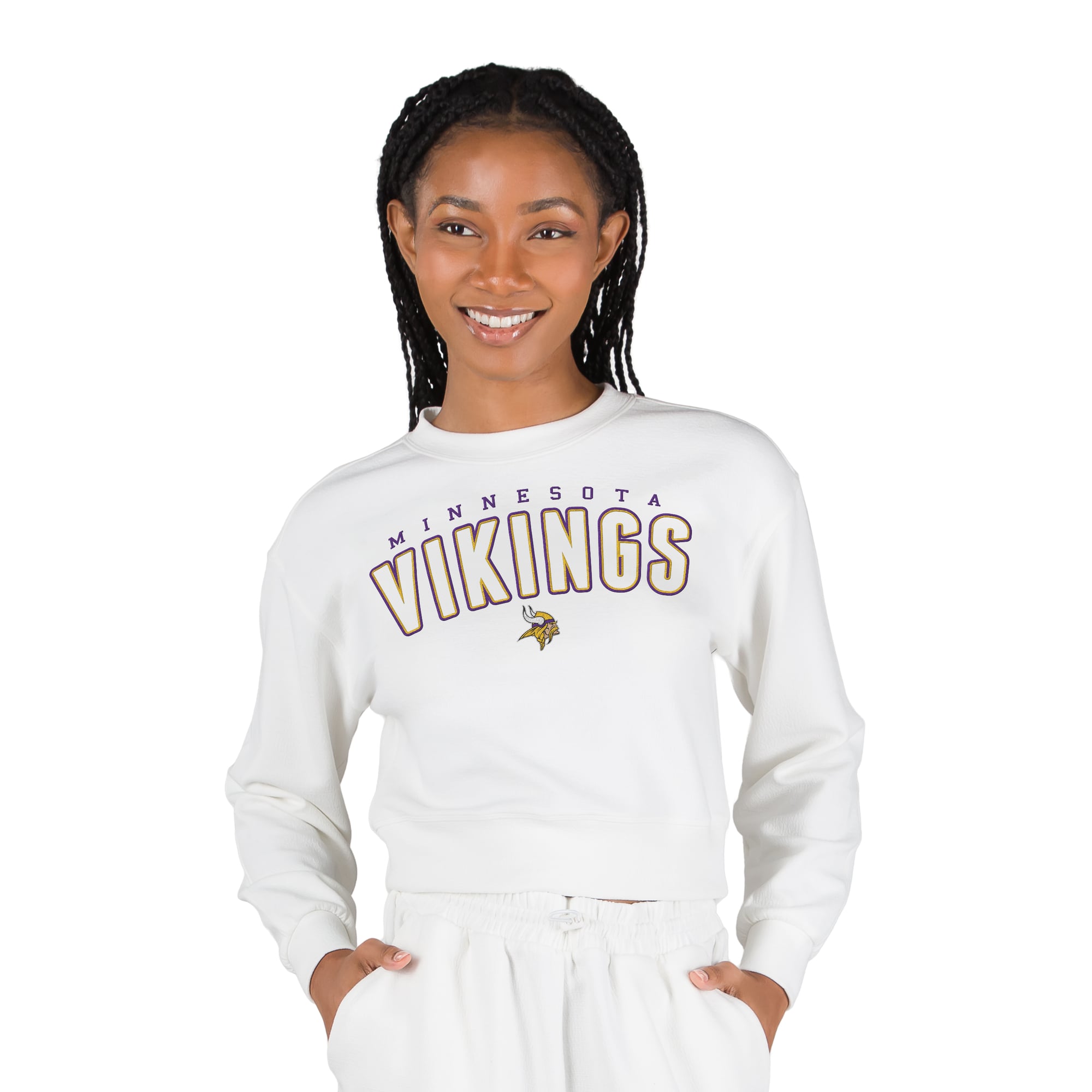 Haut court de détente à manches longues Kingston des Vikings du Minnesota, blanc, Concepts Sport, pour femme