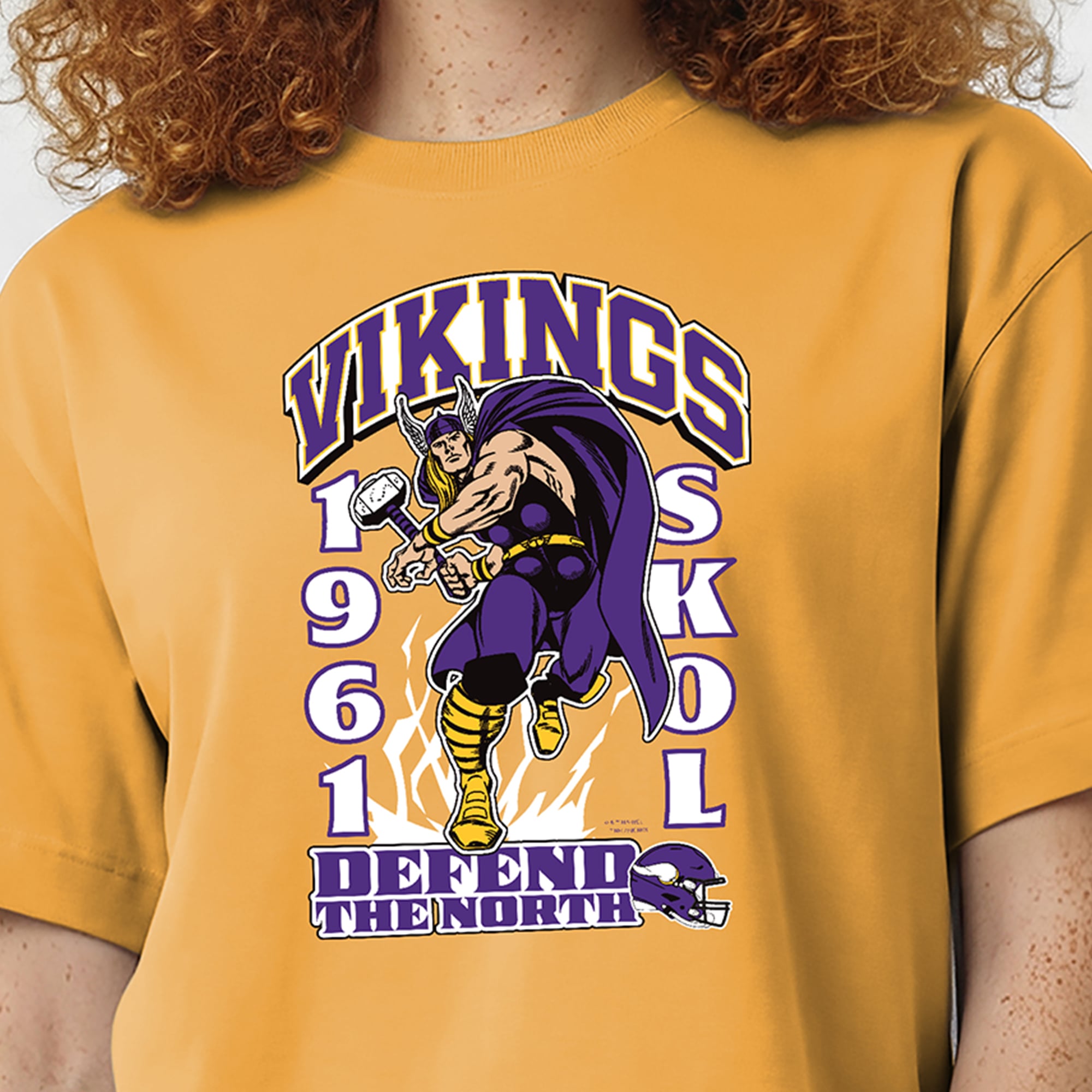 Women's Disney x Champion Gold Minnesota Vikings Thor All-Star T-Shirt
