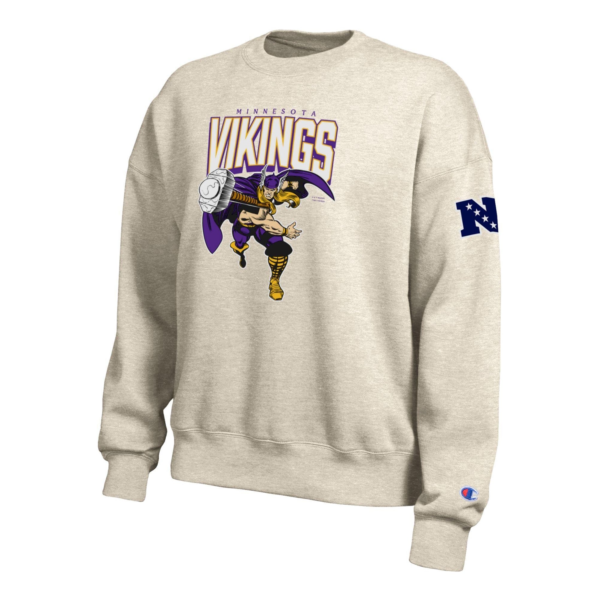 Sweat-shirt polaire Disney x Champion All-Star Minnesota Vikings couleur avoine pour femme