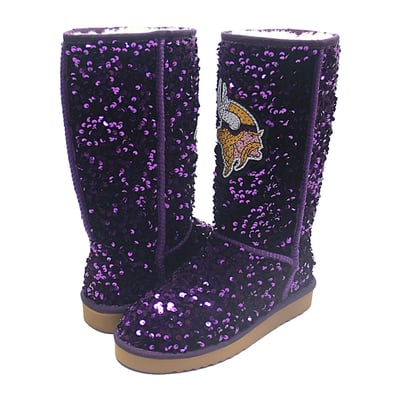  Minnesota Vikings FABGATING by Cuce Women's Tall Sequin Boots - Purple