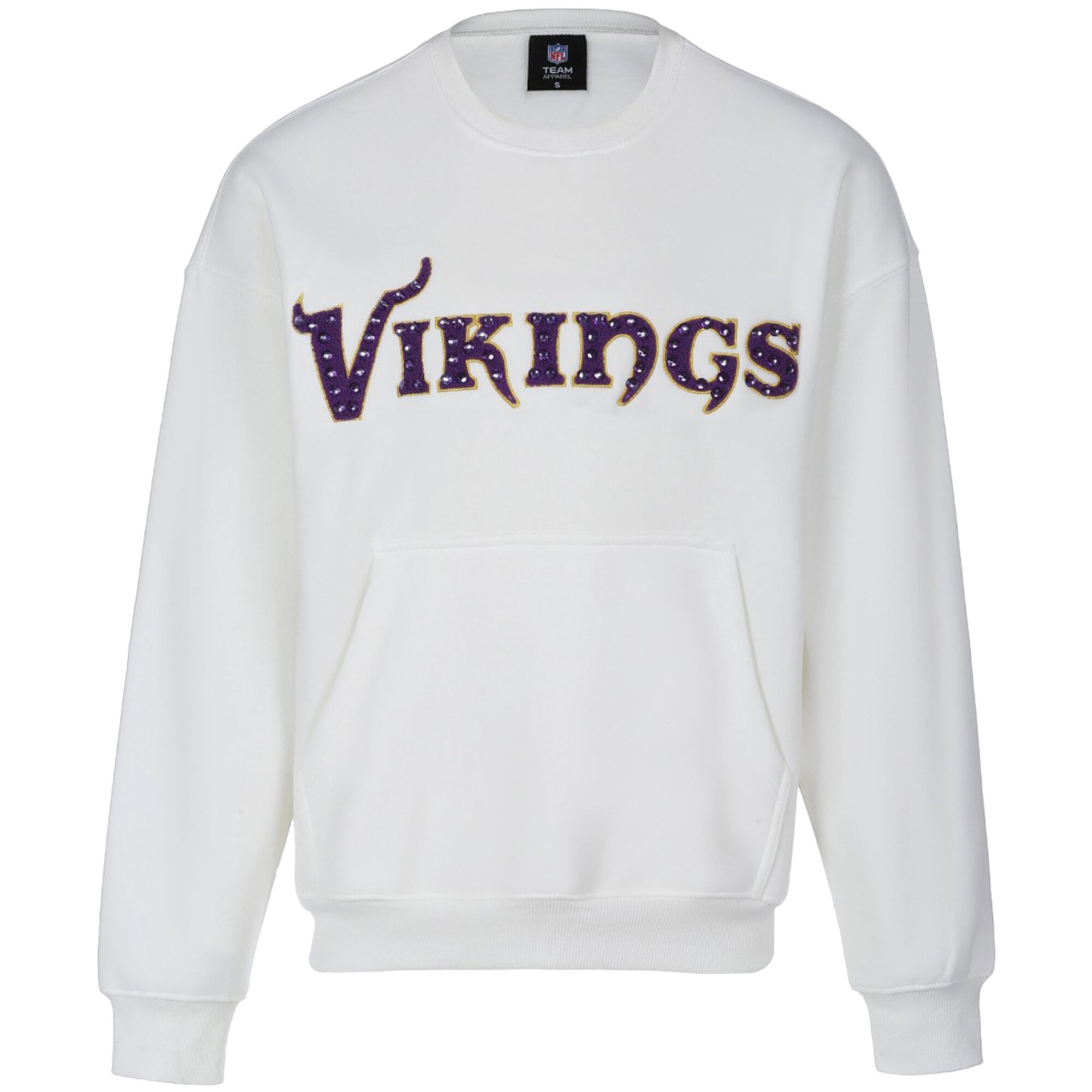 Sweat-shirt FABGATING pour femme par Cuce White Minnesota Vikings en chenille orné de bijoux
