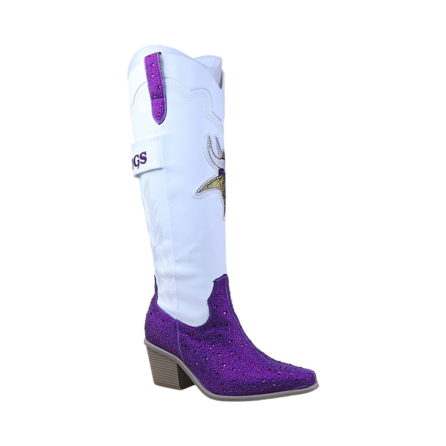 Bottes de cowboy blanches FABGATING by Cuce Minnesota Vikings Crystal pour femmes