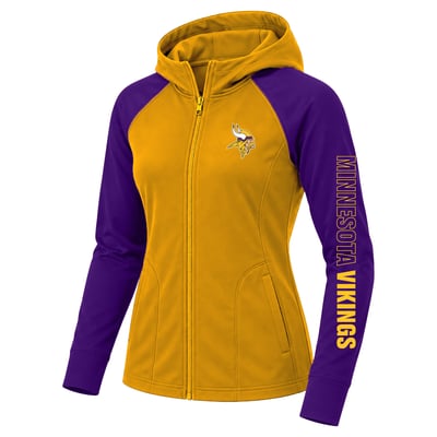 Minnesota Vikings Fanatics Women's Plus Size Cornerback Blitz Full-Zip Hoodie - Gold/Purple
