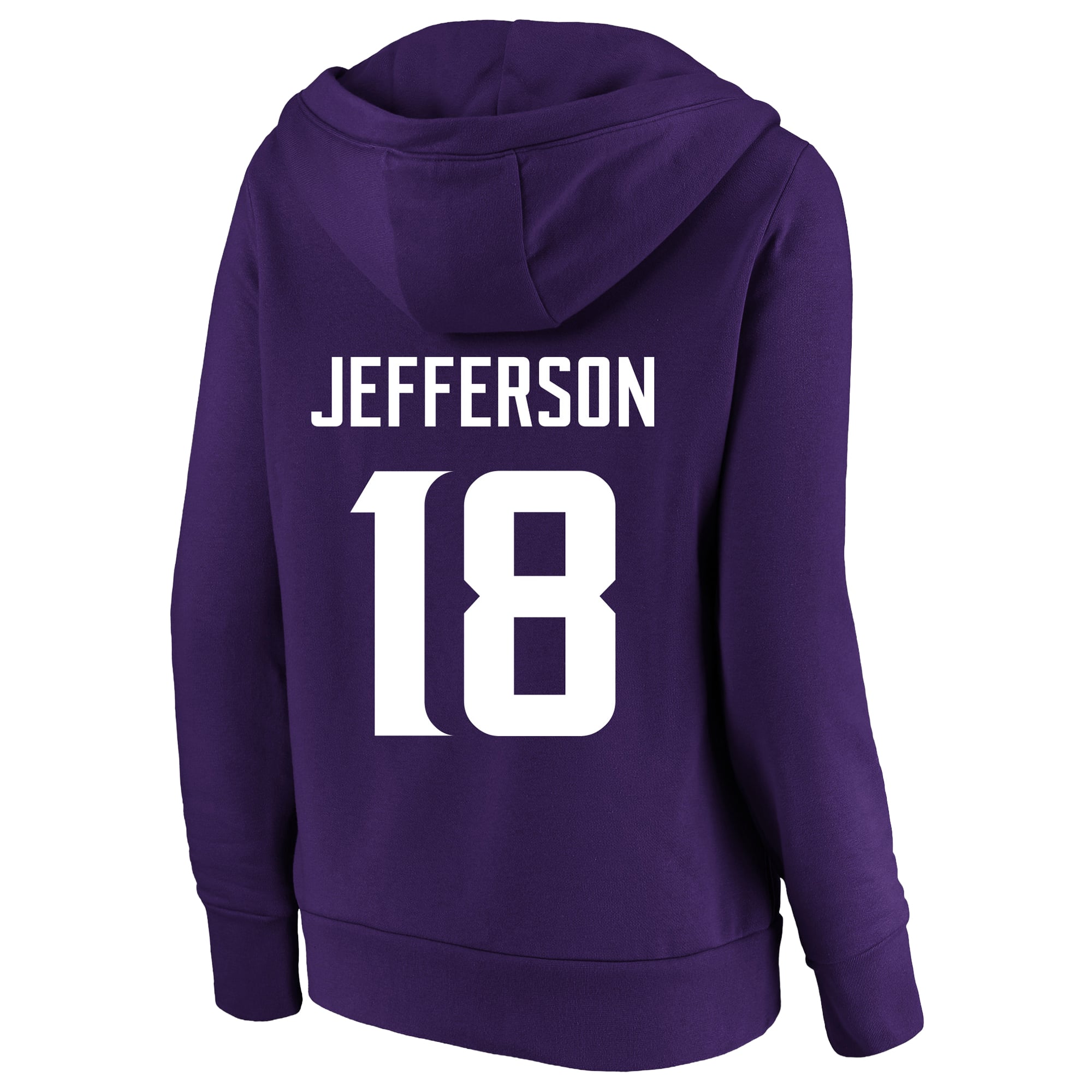 Women's Fanatics Justin Jefferson Purple Minnesota Vikings Plus Player Name & Number Notch Neck Hoodie