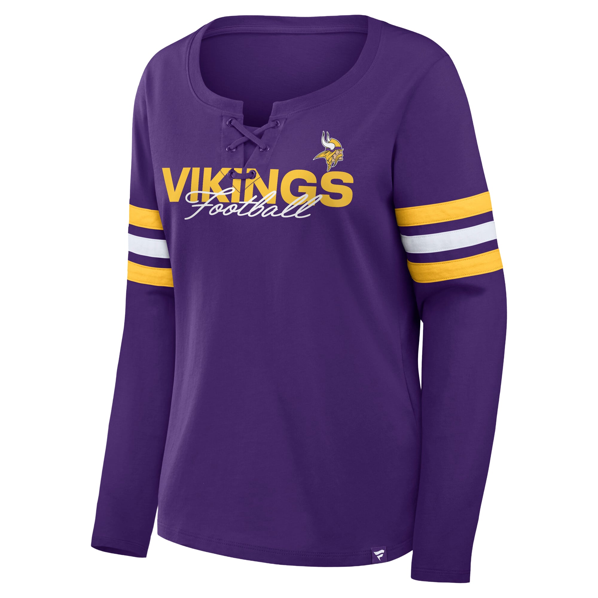 Women's Fanatics Purple/Gold Minnesota Vikings Plus Coverage Scheme Lace-Up Long Sleeve T-Shirt