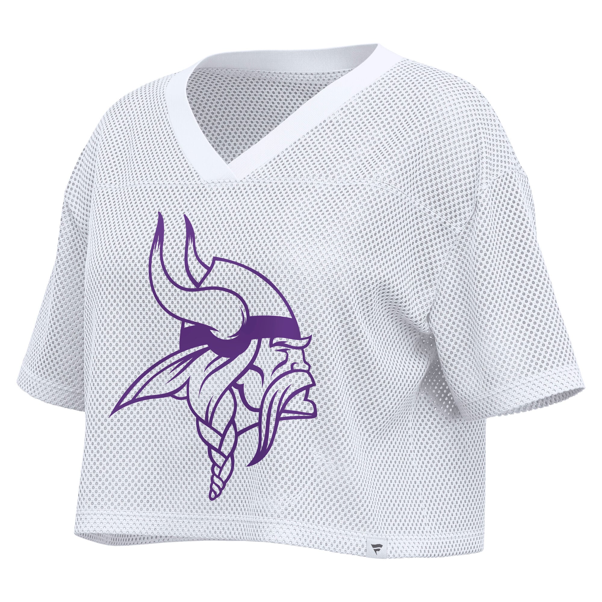 Women's Fanatics White Minnesota Vikings Oversized Mesh Cropped V-Neck Jersey