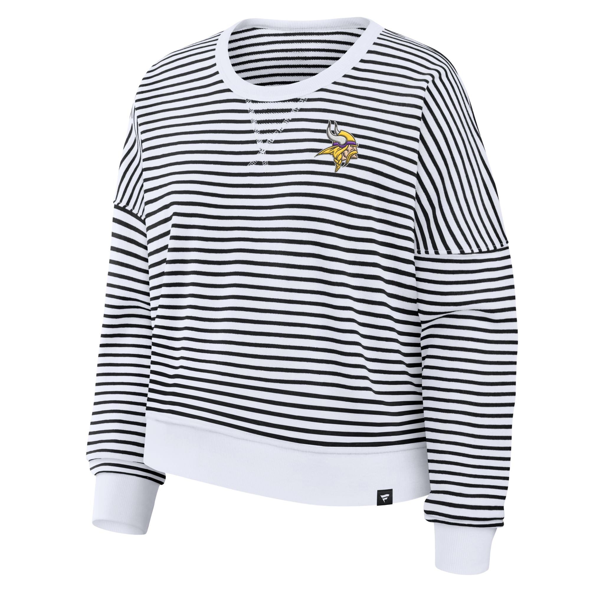 Sweat-shirt oversize rayé blanc et noir Minnesota Vikings pour femme (Fanatics)
