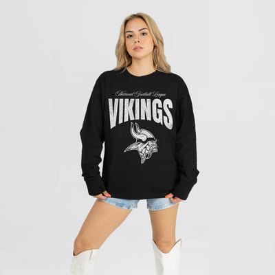 Minnesota Vikings Gameday Couture Women's Bold Ambition Oversized Long Sleeve T-Shirt - Black