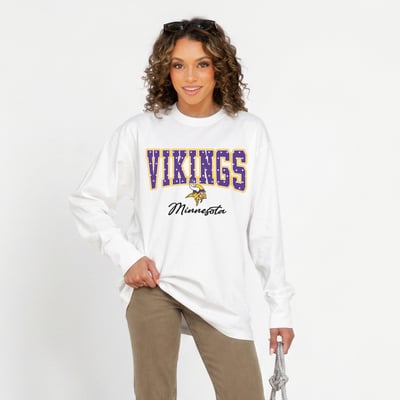 Minnesota Vikings Gameday Couture Women's Sweet Spot Oversized Long Sleeve T-Shirt - White