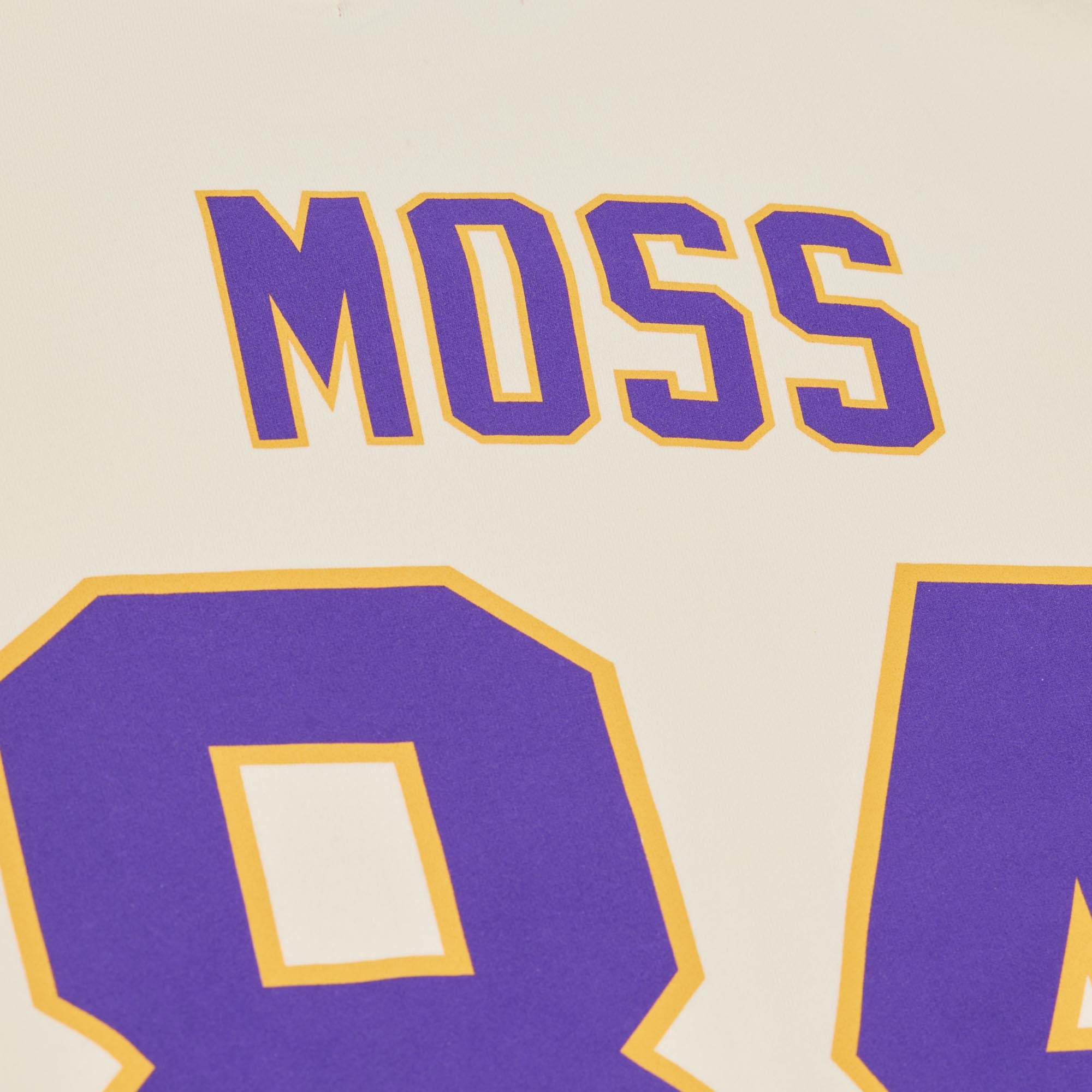 Women's Mitchell & Ness Randy Moss Cream Minnesota Vikings Name Number Sweatshirt