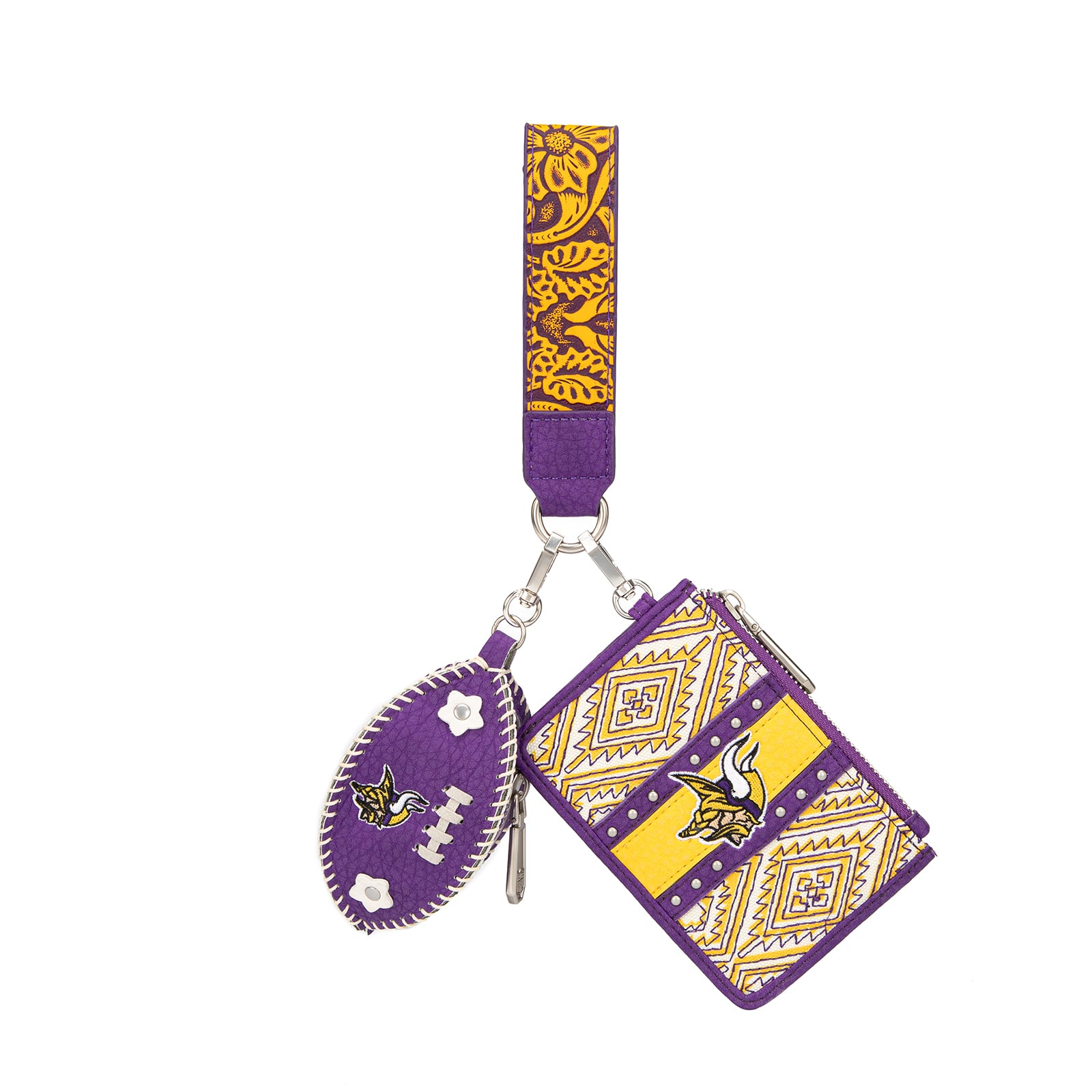 Portefeuille et bracelet porte-clés football Montana West Minnesota Vikings pour femme