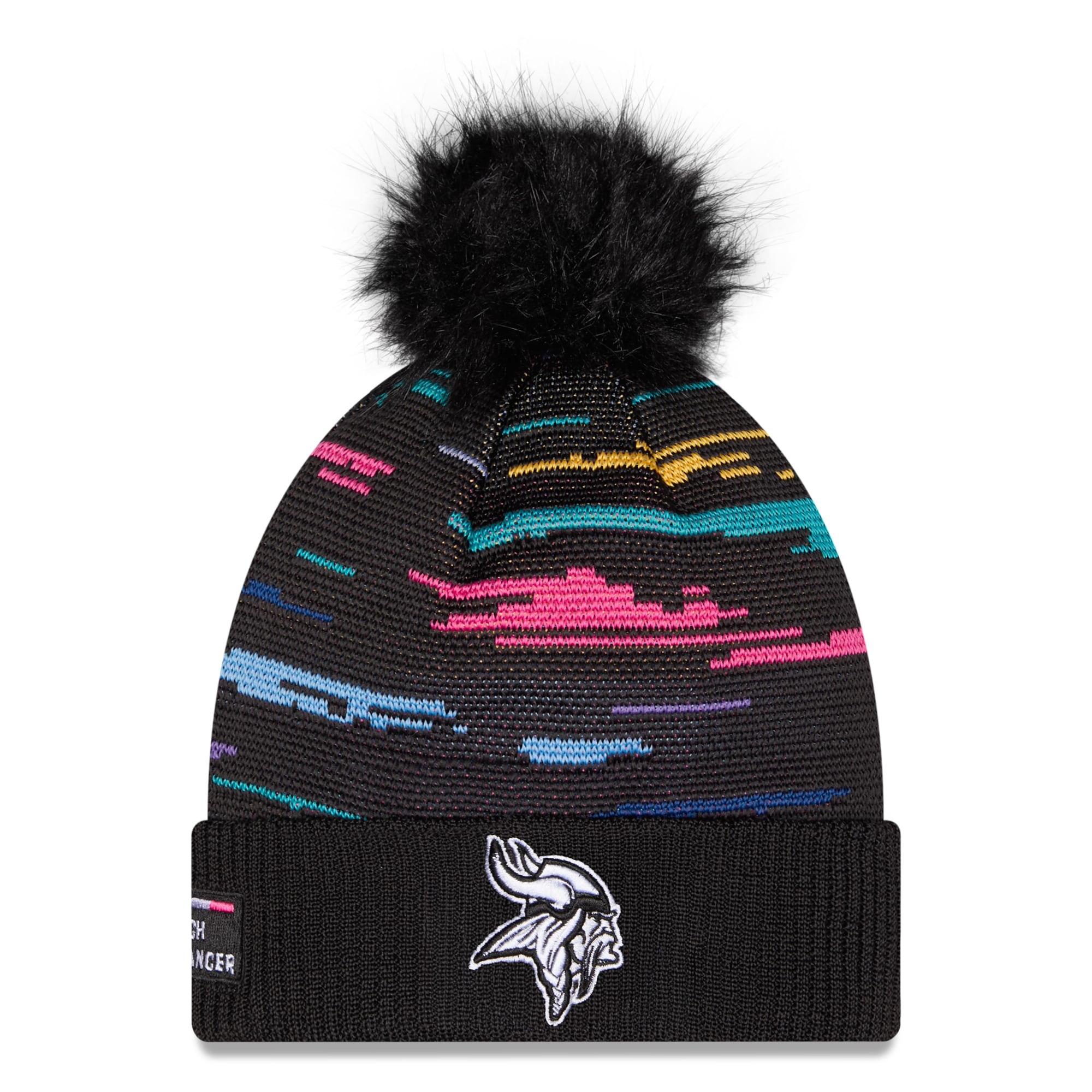 Women's New Era Black Minnesota Vikings 2026 NFL Crucial Catch Cuffed Knit Hat with Pom